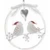 Vianočná závesná kovová dekorácia Vtáčiky 14,5 x 16 x 1 cm