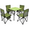 Turistický set 5v1 STOLÍK 53x52x50 cm + 4 STOLIČKY zelený Enero Camp