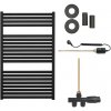CERANO - Kúpeľňový radiátorový set Vincenzo - kombinované vykurovanie, termo tyč - bočné jednobodové pripojenie - 400W - čierna matná - 970x600 mm CER-663841