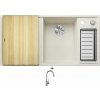 Blanco AXIA III 6 S biela soft s excentrom + drevená krájacia doska 527046 + Blanco MIDA-S chróm 521454