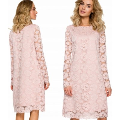 Moe večerní šaty model 125342 pudrovo-růžová
