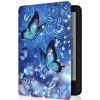 Armori Trimer T110, púzdro pre Amazon Kindle Paperwhite 1/2/3 - magnetické zatváranie, AutoSleep, motív Blue Butterfly (Obal na čítačku Amazon Kindle Paperwhite 1/2/3 - ARMORI TRIMER T110, motív Blue