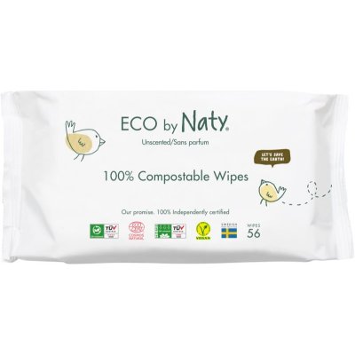 ECO by Naty Unscented 100 % Compostable Wipes vlhčené obrúsky pre deti 56 ks