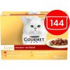 Gourmet Gold konzervy pre mačky hovädzie, morka a kačica, losos a kura, kura a pečeň v šťave 144x85 g