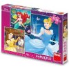 DINO Disney princezny Popelka Ariel a Bella 3x55 dielov