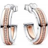 Pandora Originálne bicolor náušnice so zirkónmi Rose Signature Logo 282737C01