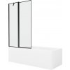 MEXEN/S - Cubik obdĺžniková vaňa 160 x 70 cm s panelom + vaňová zástena 100, čierna vzor 550316070X9410117070