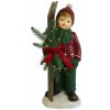 MagicHome Postavička Vianoce Chlapček s lampášom a ježkom keramika 23x20x39,5 cm