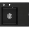 Mexen Ben, 1-komorový granitový drez 600x500x190 mm, ľavý+ chrómový sifón, čierny, 6522605000-77