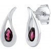 Stříbrné náušnice Daisy s pravým granátem