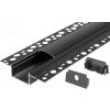 MasterLED Hliníková lišta do sadrokartónu čierna XUDO 20mm, s čiernym krytom a koncovkami, 2m, 1ks