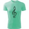 Husľový kľúč z nôt - Pánske tričko Fantasy športové - XL ( Mätová )