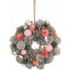 Veniec MagicHome Vianoce, závesný, ružovo-oranžový, 25 cm