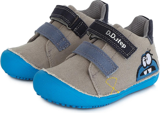 D.D.Step detské chlapčenské plátené topánky Barefoot grey