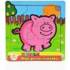 Teddies Mini puzzle drevené 9 dielikov Moje prvé zvieratká pre najmenších Prasa
