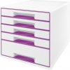 Zásuvkový box Leitz WOW s 5 zásuvkami purpurový