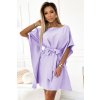 Numoco Dámske šaty Sofia – elegantné motýlie šaty s viazaním v páse 287-34 Farba: Lila, Veľkosť: XXL/3XL