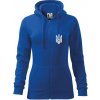 Ukrajina trojzubec prsník - Mikina dámska trendy zipper s kapucňou - L ( Kráľovská modrá )