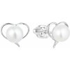 Evolution Group strieborné náušnice kôstky s bielou riečnou perlou 21057.1