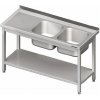 Stůl s dvoukomorovým dřezem po pravé straně s policí 1700x700x850 mm | STALGAST, 980827170 inox