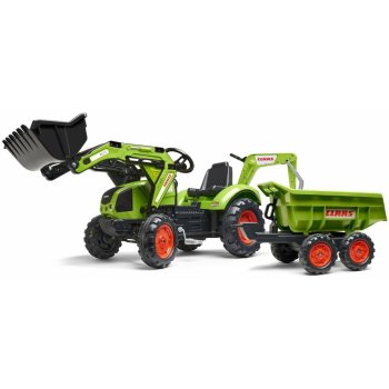 Falk šliapací traktor 2070W Claas backhoe s prednou a zadnou lyžicou a prívesom