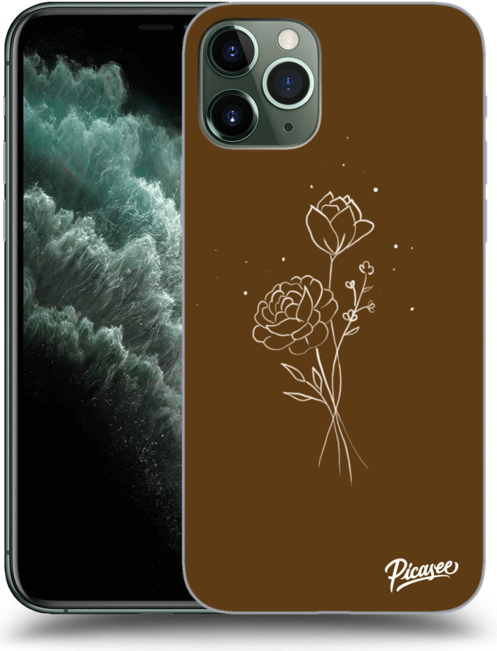 Picasee silikónové Apple iPhone 11 Pro Max - Brown flowers čierne