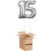 HeliumKing Balónový box - Narodeninové číslo 15 strieborný 86 cm