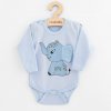 Dojčenské body s dlhým rukávom New Baby Happy Elephant blue, 74 (6-9m)