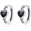 Olivie strieborné náušnice ČIERNE SRDCE 7204