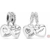 Strieborný prívesok 925 Srdce tety a netere 2v1, deliteľný rodinný náramok