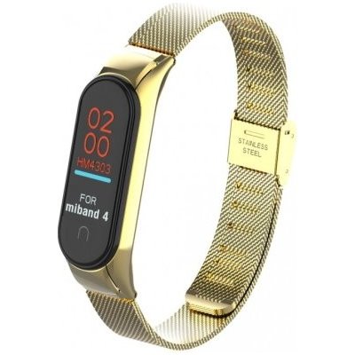 Deveroux Ocelový milánský řemínek pro MiBand 3/4, easy click - Zlatý DEV0007