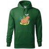 Kapybara a vtáčik - Mikina pánska Cape s kapucňou - 5XL ( Fľaškovozelená )