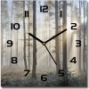 Sklenené nástenné hodiny štvorec Hmla v lese 30x30 cm