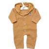 Baby Nellys Pletený overálok s kapucňou a gombíkmi Hand Made medový žihaný