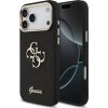 Guess PU Fixed Glitter 4G Metal Frame Zadní Kryt pro iPhone 17 Pro Max Black