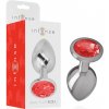 Intense - Metal Aluminum Anal Plug With Red Glass Size L - Análny Kolík