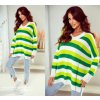 Fashionweek Dámsky mäkký pruhovaný voľný sveter OVERSIZE JK-NICOLE Farba: Limonka, Veľkosť: Universal