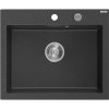 Mexen Elix granitový kuchynský drez s 1-komorou 600 x 500 mm, čierny bodkovaný, sifón chróm - 6525601005-76