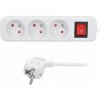 Solight predlžovací prívod 3m, 3 zásuvky, vypínač, 16A/3680W, PVC, biely PP12X