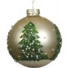 Vianočná ozdoba sklenená guľa vianočný stromček Ø 8 cm zlatá