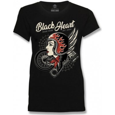 Dámske tričko BLACK HEART Motorcycle Girl čierna - M