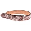 COBBYS PET Obojok z pravej kože s lesklým hnedo strieborným hadím motívom 25mm/75cm