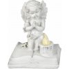 Dekorácia MagicHome, Modliaci anjelik na knihe, LED, polyresin, na hrob, 11,5x7,5x13,5 cm