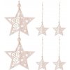Vianočné drevené ozdoby - Hviezdy, súprava 6ks