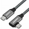 PREMIUMCORD Zahnutý kabel USB-C (USB 3.2 Gen 2, 3A, 60W, 20Gbit/s), hliníkové krytky konektorů, 2m (ku31cu2)