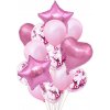 Balónová kytica kombinovaná svetloružová 12ks