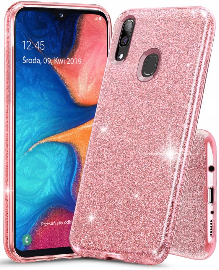 Sonstige SAMSUNG GALAXY A20E GLITTER Brocade Case ružové