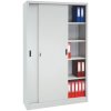 Manutan Kovová spisová skriňa s posuvnými dverami, 4 police, 200 x 120 x 45 cm