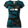 Evolúcia lesa - Dámske maskáčové tričko - 2XL ( Petrolejová maskáč )