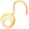 Šperky eshop - Piercing do nosa zo žltého 14K zlata - malý lesklý kruh s výrezom, zahnutý GG142.11